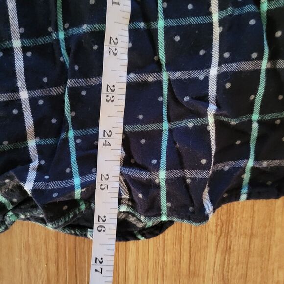 Talbots Top Shirt Womens Medium Blue Green Plaid Polka Dot Flannel Career Office - Picture 9 of 12